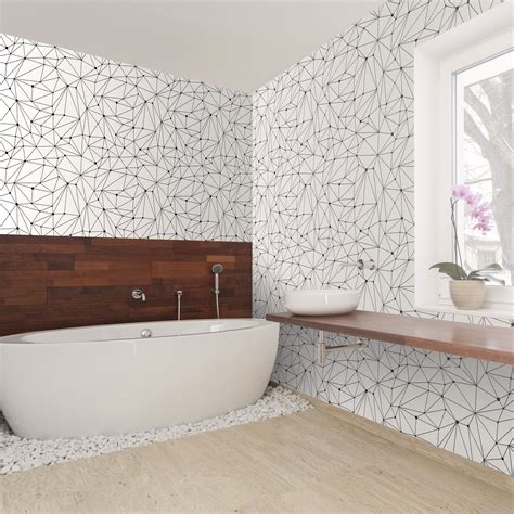 Absolutely Beautiful Black And White Bathroom Wallpaper White