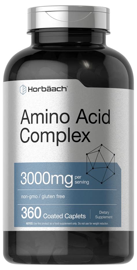 buy amino acid complex 3000mg 360 caplets non gmo gluten free amino acids supplement by