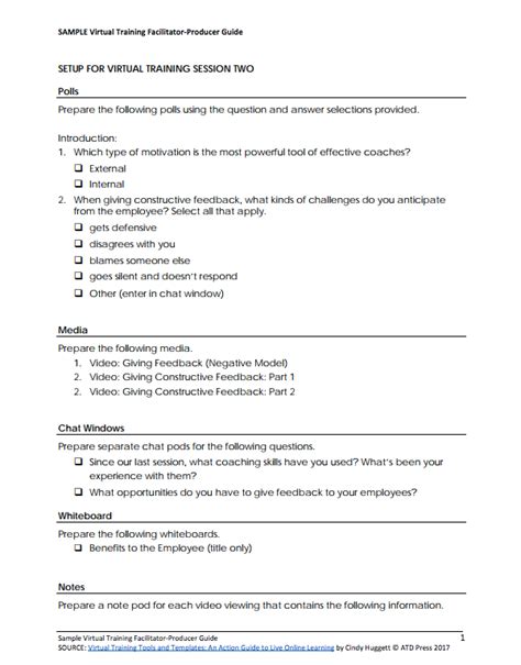 Facilitator Guide Template Free