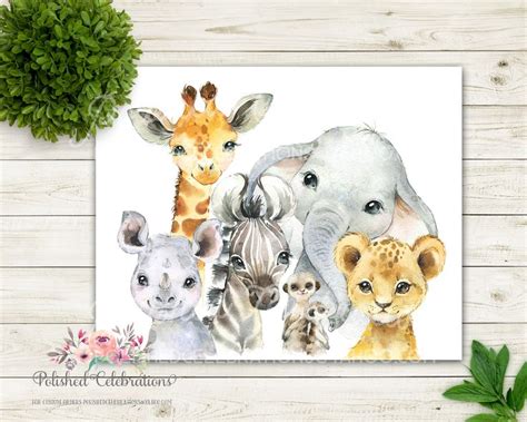 Jungle Animal Print Safari Nursery Art Baby Boy