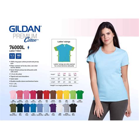 Gildan Premium Cotton 76000l Ladies T Shirt Sm Shopee Philippines