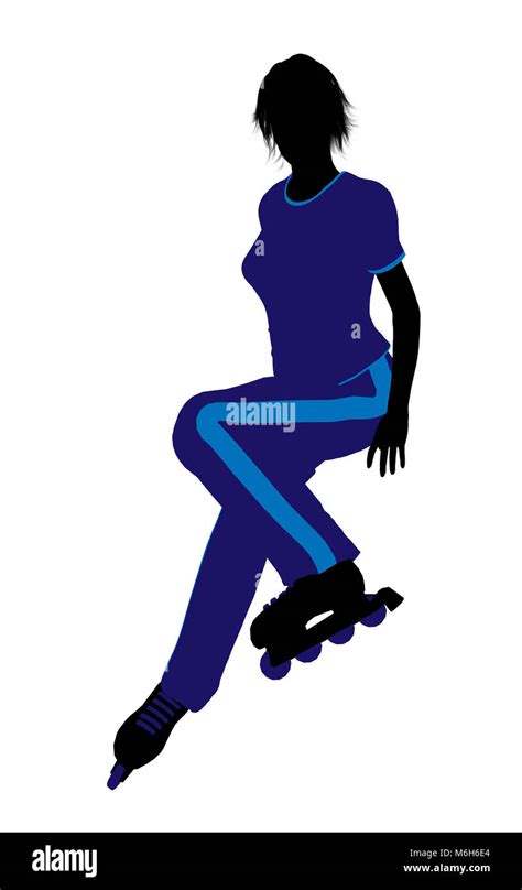 Female Roller Skater Illustration Silhouette On A White Background