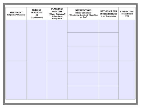 Nursing Care Plan Templates Blank