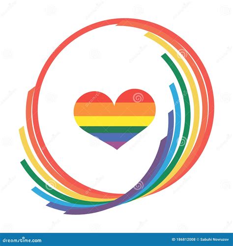 Lgbt Heart Logo In Rainbow Circle Isolated On White Background Vector