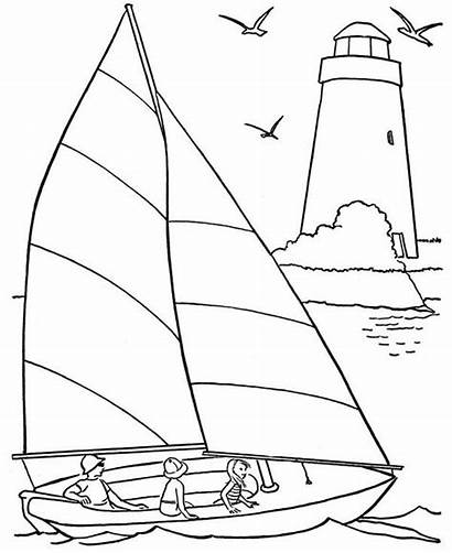 Coloring Pages Sailing Beach Happy Printable Yacht