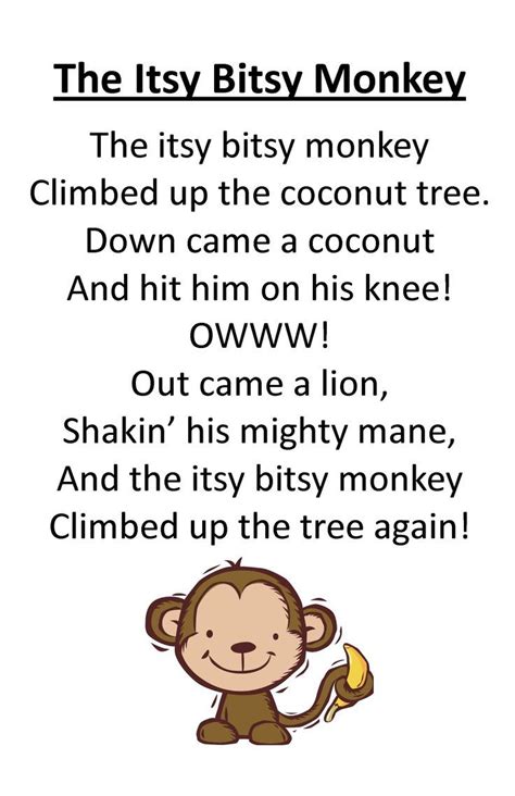 Itty Bitty Rhyme The Itsy Bitsy Monkey Fun With The