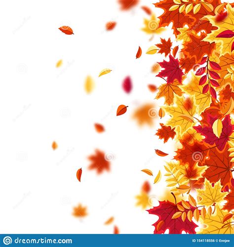 Autumn Falling Leaves Nature Background With Red Orange