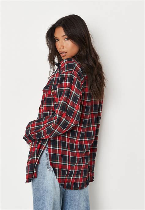 Red Plaid Extreme Oversized Shacket | Missguided