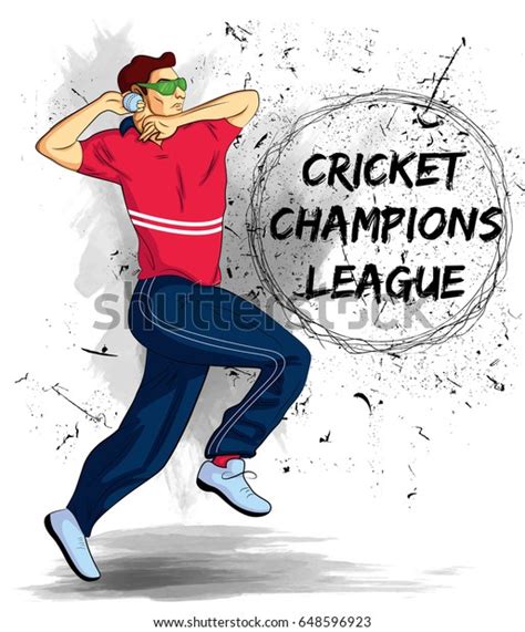 Illustration Batsman Bowler Playing Cricket Championship Stock Vector