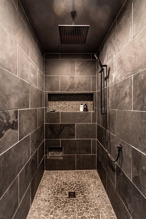 Dark Walk In Shower Bathroom Remodel Shower Shower Remodel Small