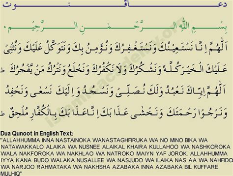 Dua Qunoot In English Text ~ Islamic