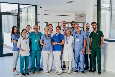 Portrait Of Happy Doctors Nurses And Other Medical Staff In Hospital