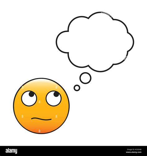 Thinking Emoticon Smiley With A Thinking Bubble Vector Emoji Stock