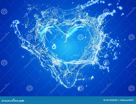 3d Illustration Of Water Splashing In Heart Shape Stock Illustration