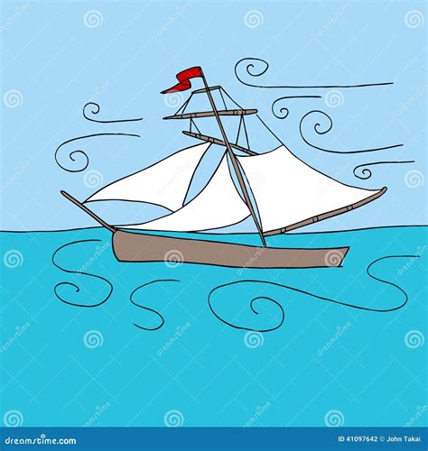 Sailing Boat In Ocean Stock Vector Illustration Of Yacht 41097642