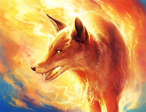 Fire Fox Signed Art Print Fantasy Painting By Jonas