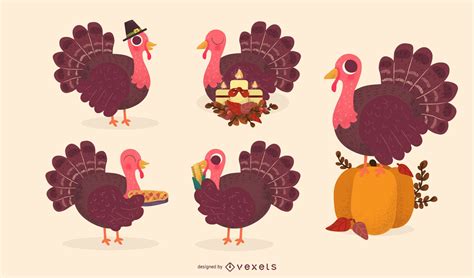 Thanksgiving Turkey Vector Set Vector Download