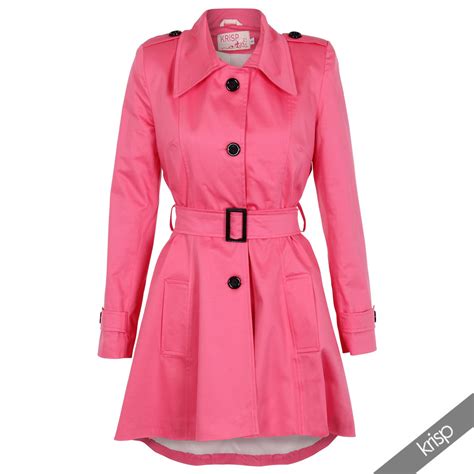 Uk Ladies Classic Asymmetric Mac Jacket Womens Military Belted Trench