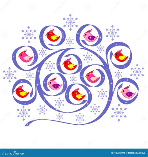 Winter Birds Stock Illustration Illustration Of Decoration 48026401