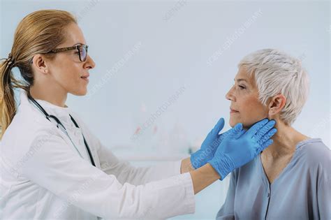 Doctor Examining A Senior Womans Neck Stock Image F0342996