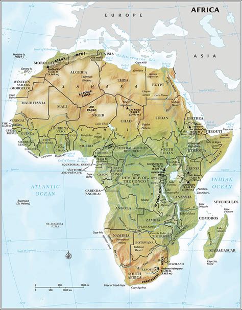 Map of africa, political map of africa. Africa Continent Map With Relief by Globe Turner, Llc