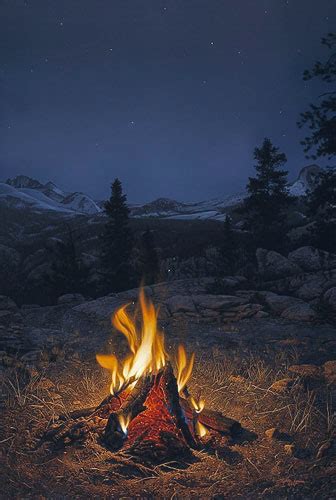 Art Country Canada Stephen Lyman A Mountain Campfire Giclee On