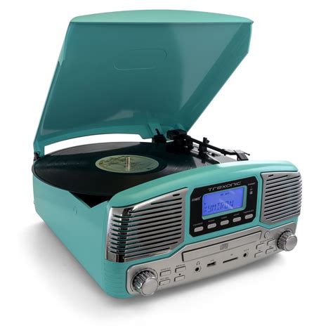 Buy Trexonic Retro Record Player With Bluetooth CD Players And Speed Turntable In Turquoise