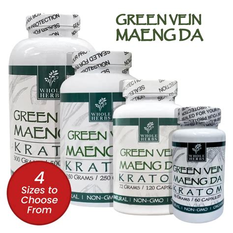 Buy Whole Herbs Green Vein Maeng Da Kratom Capsules Kratomgala Com