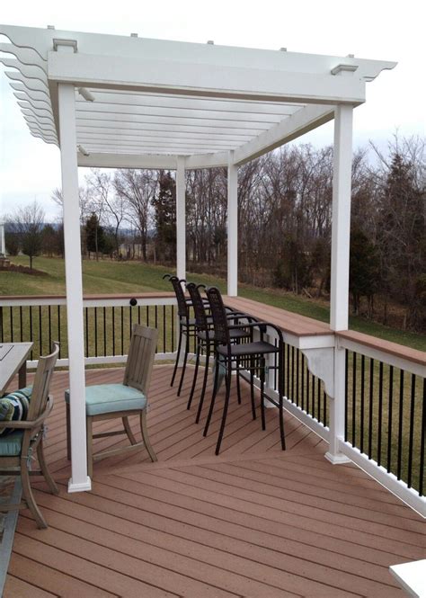 For darker wood deck railing ideas, rails iron cover may be installed along the edge of the cover in a variety of thicknesses and designs. Bar rail | Outdoor deck, Decks backyard, Building a deck