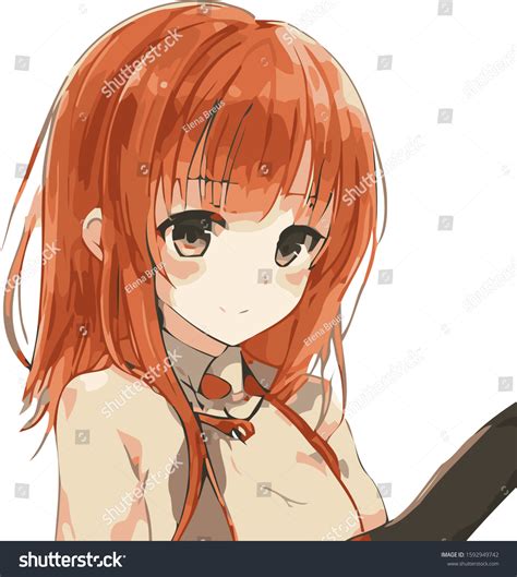 Shy Redhaired Anime Girl Not Very Stock Vector Royalty Free