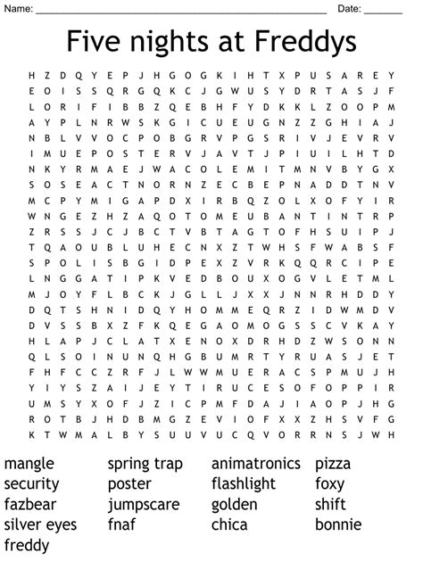 five nights at freddys word search wordmint 2666 hot sex picture