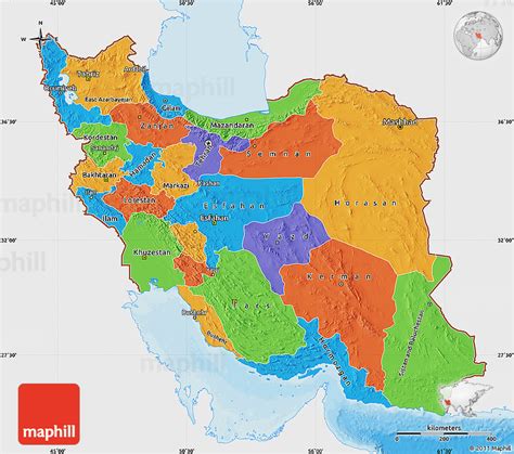 Political Map Of Iran Single Color Outside