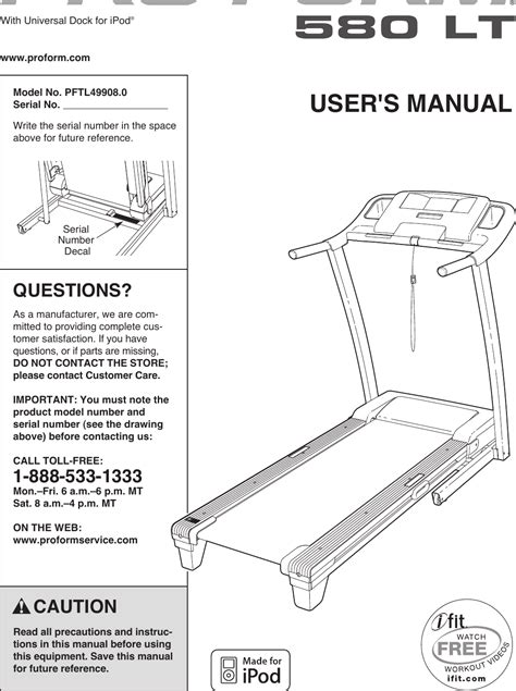 Proform Pftl Lt Treadmill Users Manual