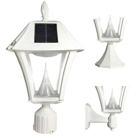 Gama Sonic Baytown Ii Outdoor White Resin Solar Postwall Light With