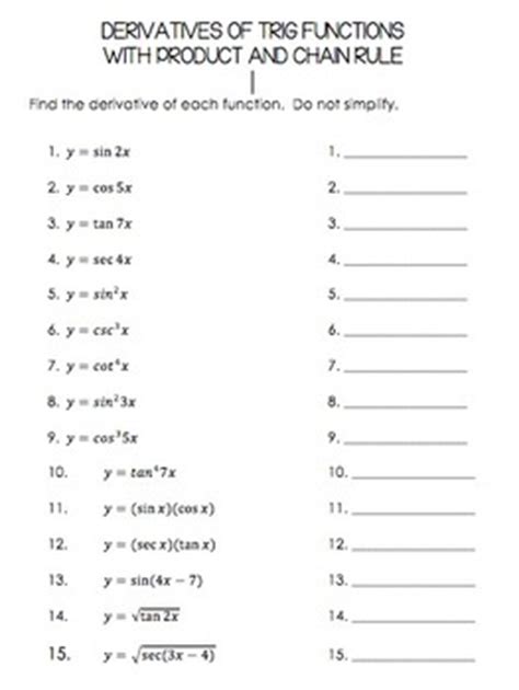 Worksheets are section first derivative test, work derivatives of the natural exponential and, sections antiderivatives and inde nite integrals, the simplex method minimization. Derivatives of Trig Functions Worksheet and Sticker ...