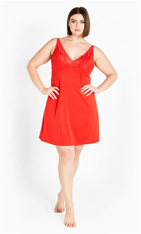 plus size sexy red lace chemise