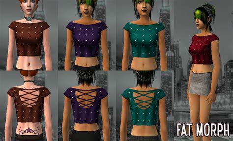 Mod The Sims Studded Leather Crop Tops Gothic Style For Tf