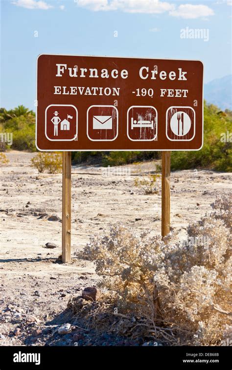 Furnace Creek Sign Death Valley California Usa Jmh5366 Stock Photo
