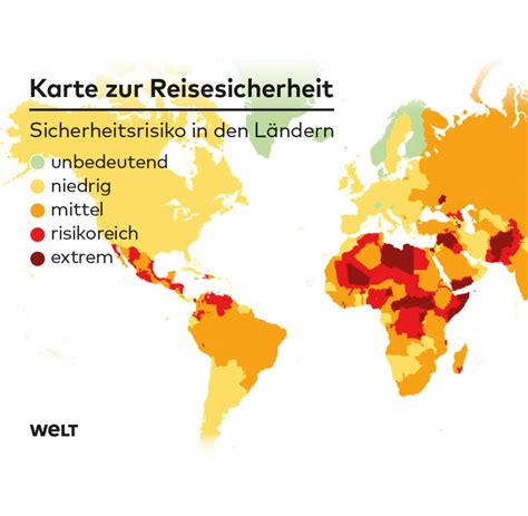 Reisen Travel Risk Map Zeigt Länder Die Man Meiden Sollte Welt