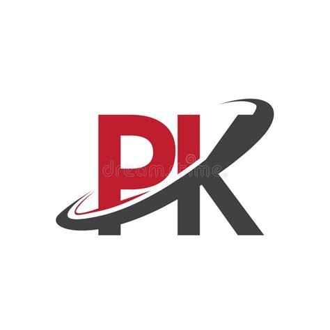 Pk Initial Logo Company Name Colored Red And Black Swoosh Design