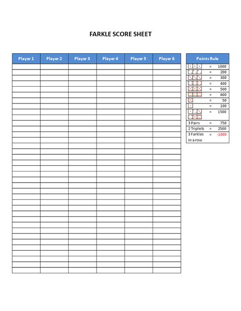 Printable Farkle Score Sheet Customize And Print