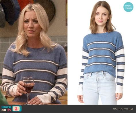 Wornontv Pennys Blue Mixed Stripe Sweater On The Big Bang Theory