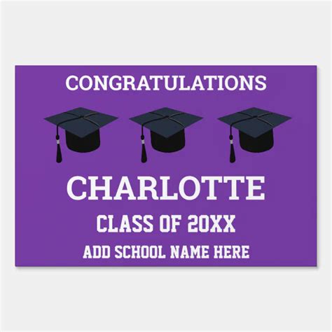 Graduation Congratulations Graduate Purple Sign Zazzle
