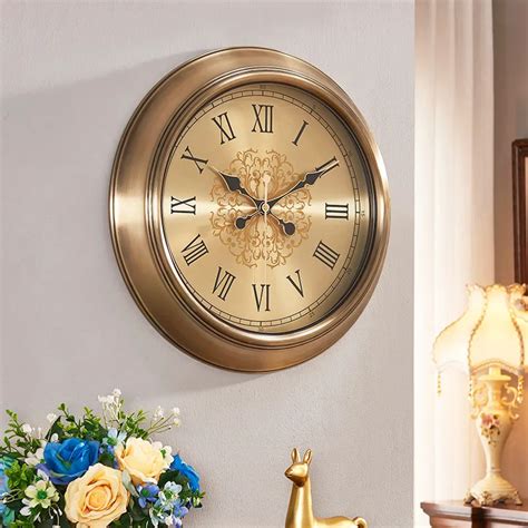 Metal European Clocks Wall Clock Living Room Home Creative Simple Round