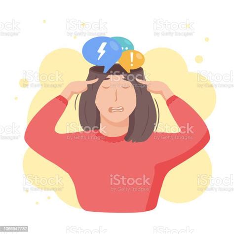 Inside Womans Head Concept Girl Tired Of Thoughts And Mind Debates