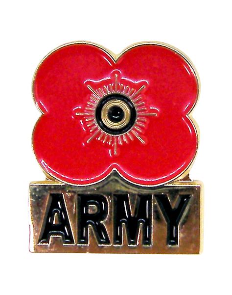 Poppy Pin Badge With The Word Army In Black And Gold