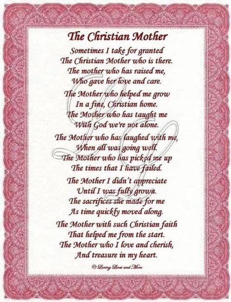Christian Mothers Day Poems Christian Mother Poem Is For The Sweet