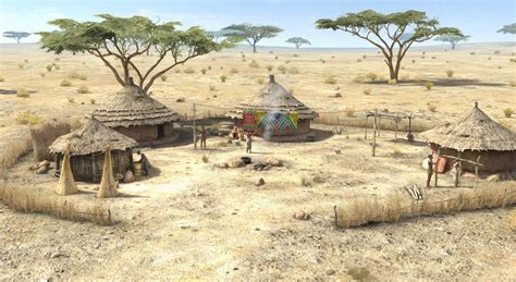 African Village Sudan 3d Scene Mozaik Digital Education And Learning