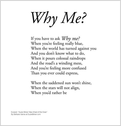 Why Me Poem By Barbara Vance Barbara Vance Official Website Storytelling Courses For Writers