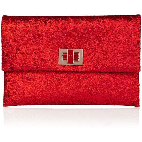 Anya Hindmarch Red Valorie Evening Clutch Found On Polyvore Glitter